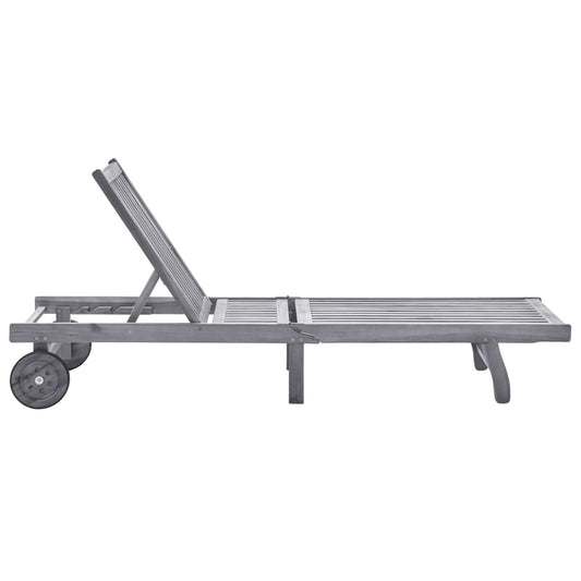 Espreguiçadeira de jardim c/ almofadão acácia maciça cinzento