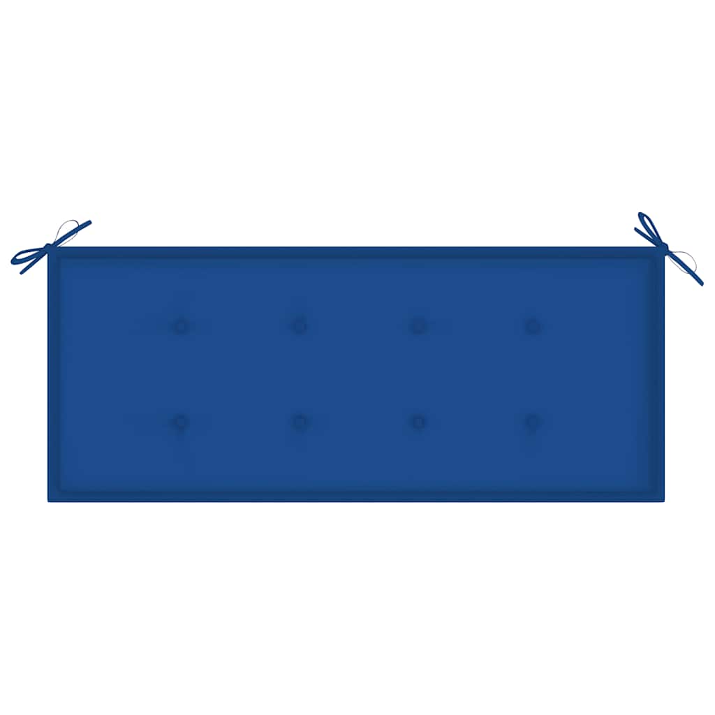 Banco Batávia c/ almofadão azul real 120 cm teca maciça