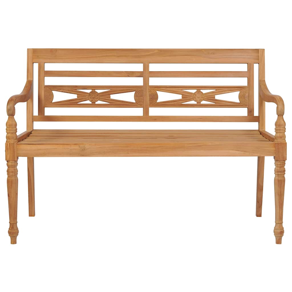 Banco Batávia c/ almofadão xadrez cinzento 120 cm teca maciça