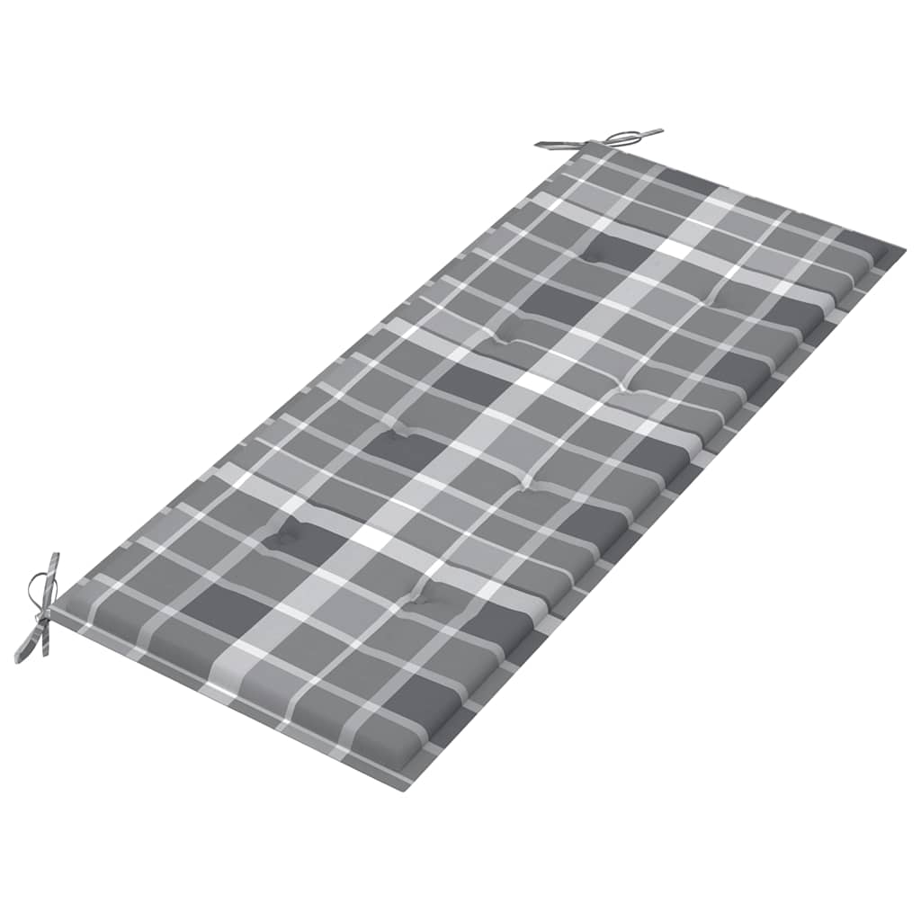 Banco Batávia c/ almofadão xadrez cinzento 120 cm teca maciça