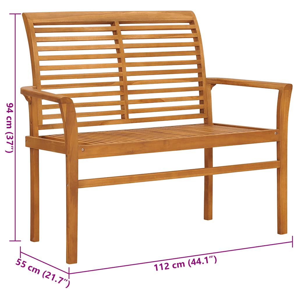 Banco de jardim c/ almofadão bege 112 cm teca maciça