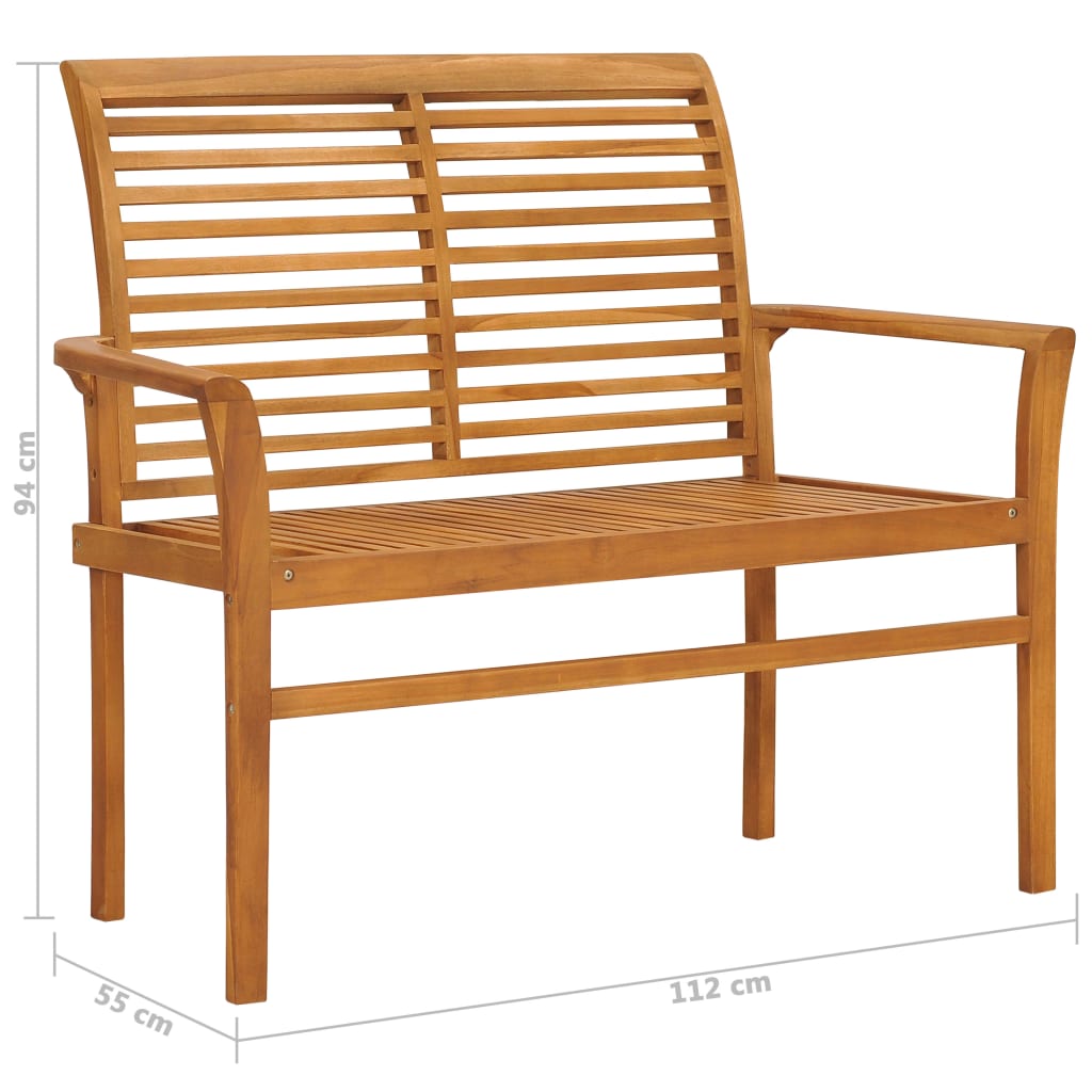 Banco de jardim c/ almofadão azul real 112 cm teca maciça