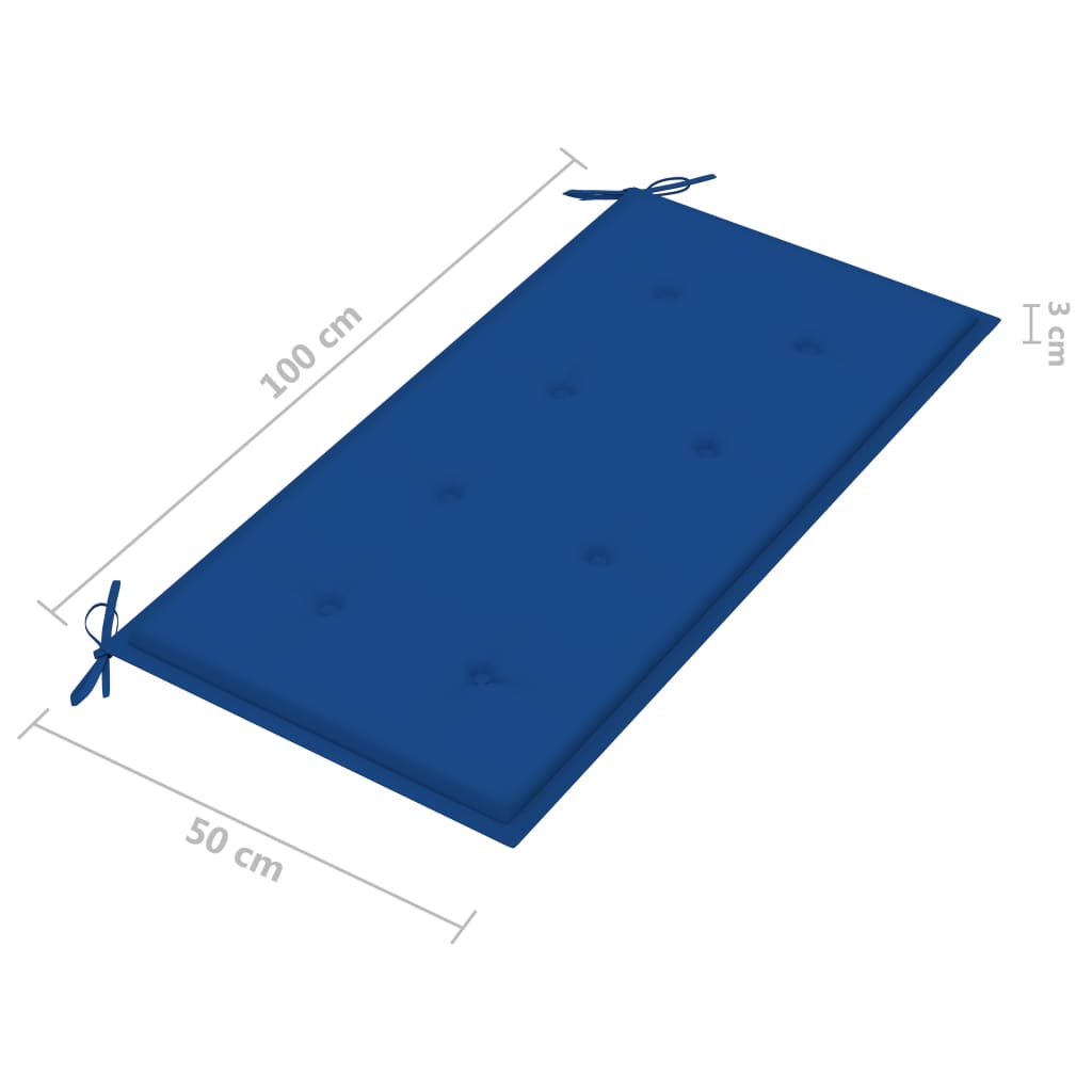 Banco de jardim c/ almofadão azul real 112 cm teca maciça