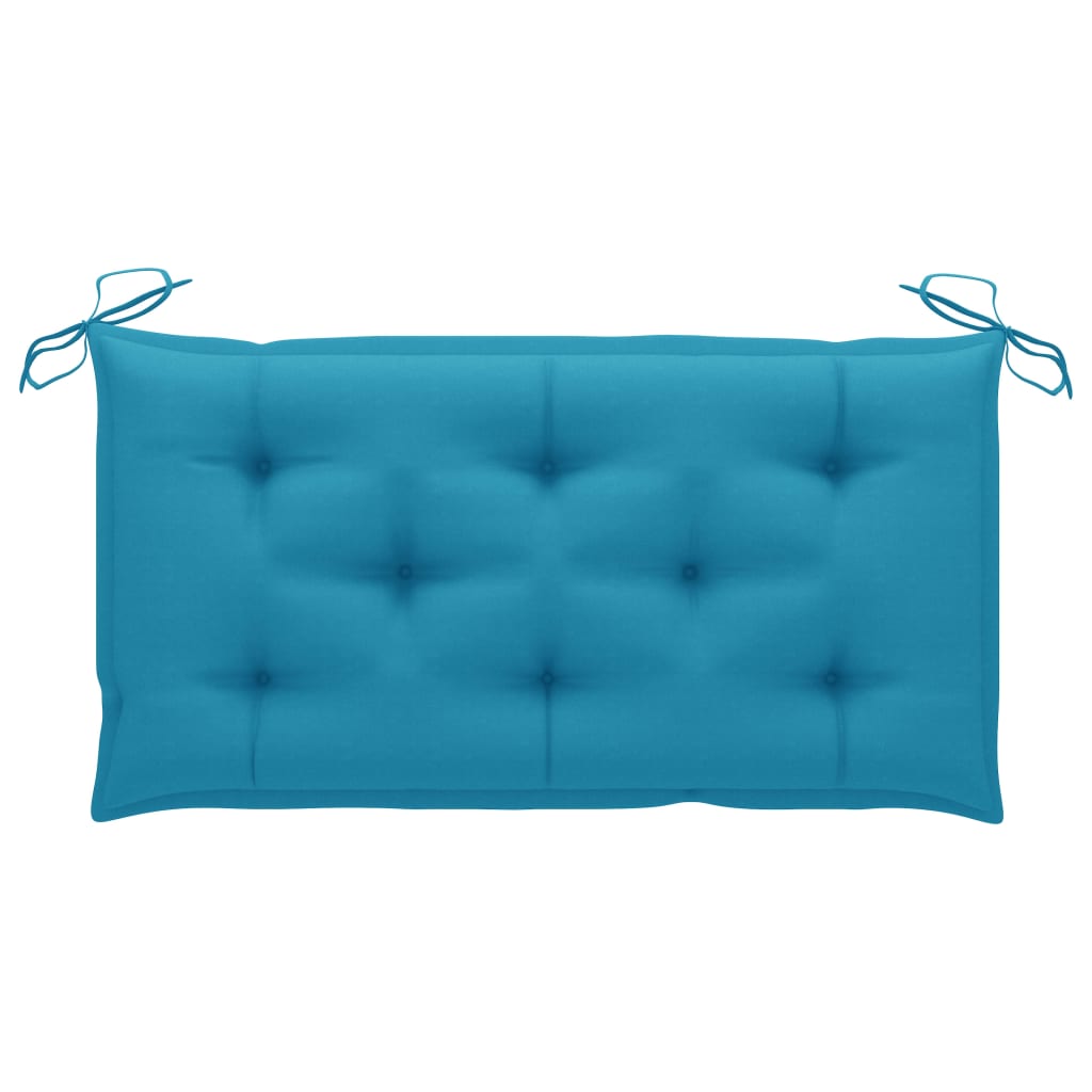 Banco de jardim c/ almofadão azul-claro 112 cm teca maciça