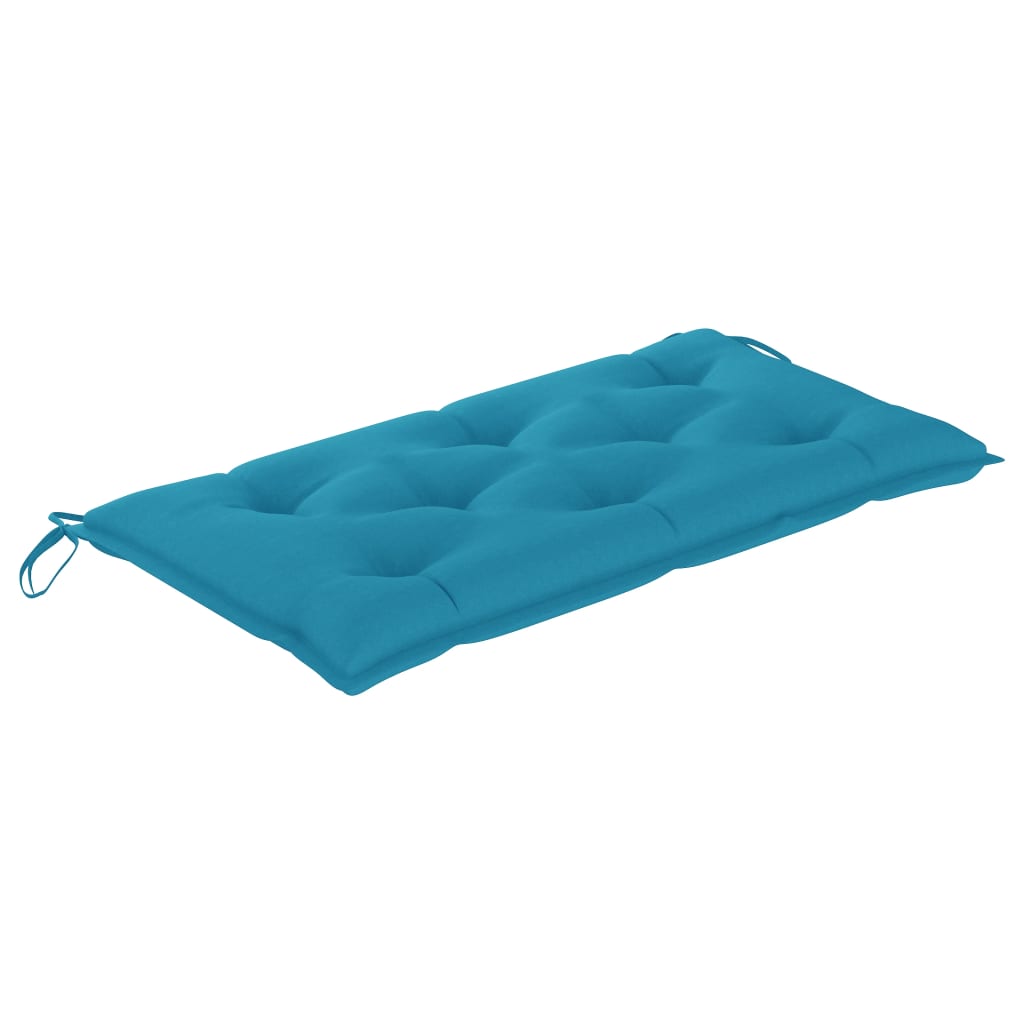 Banco de jardim c/ almofadão azul-claro 112 cm teca maciça