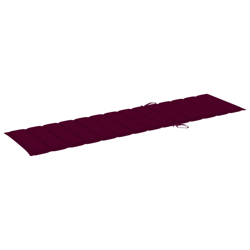 Espreguiçadeira c/ almofadão vermelho tinto madeira teca maciça
