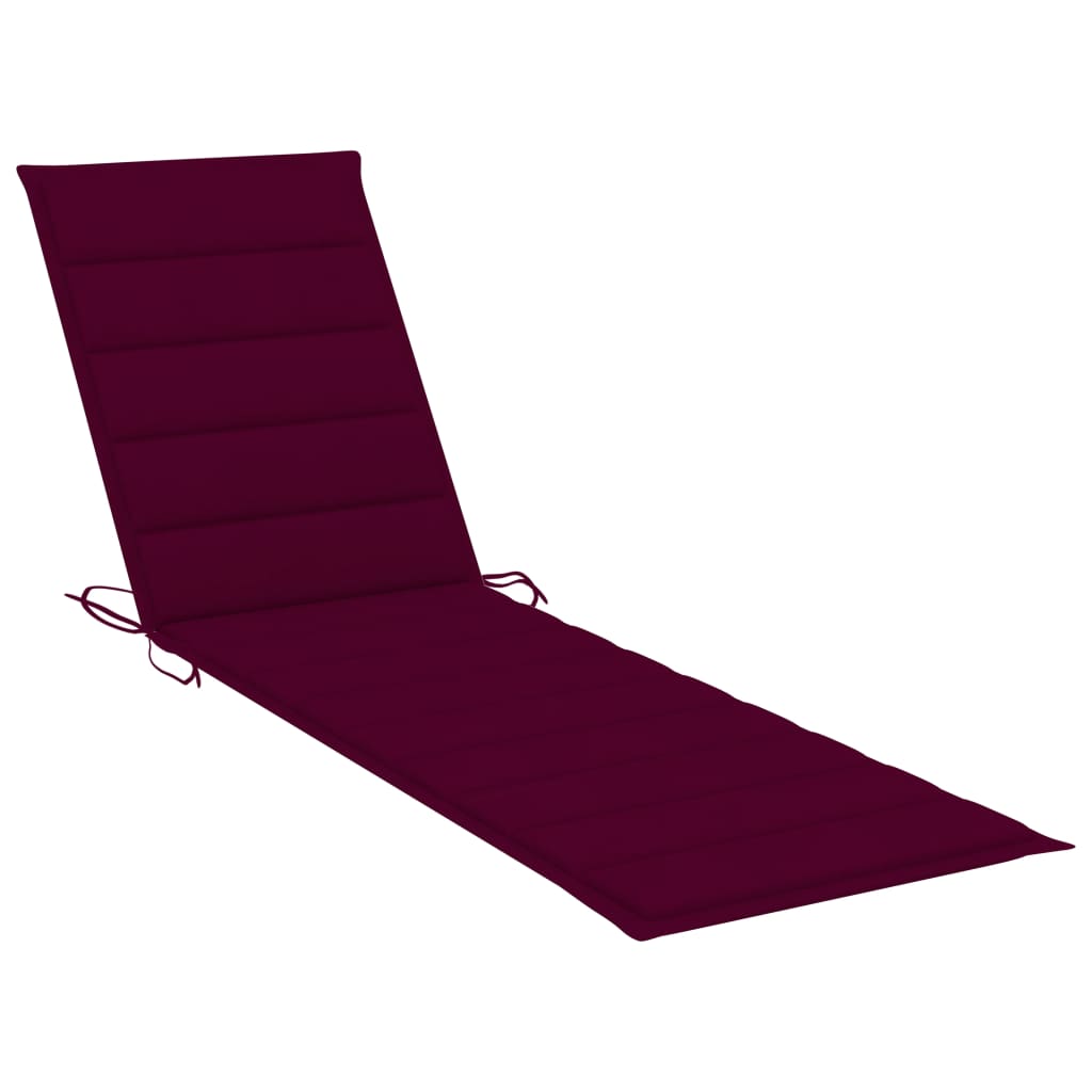 Espreguiçadeira c/ almofadão vermelho tinto madeira teca maciça