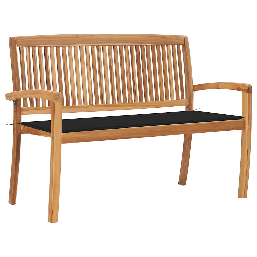 Banco de jardim empilhável c/ almofadão 128,5 cm teca maciça