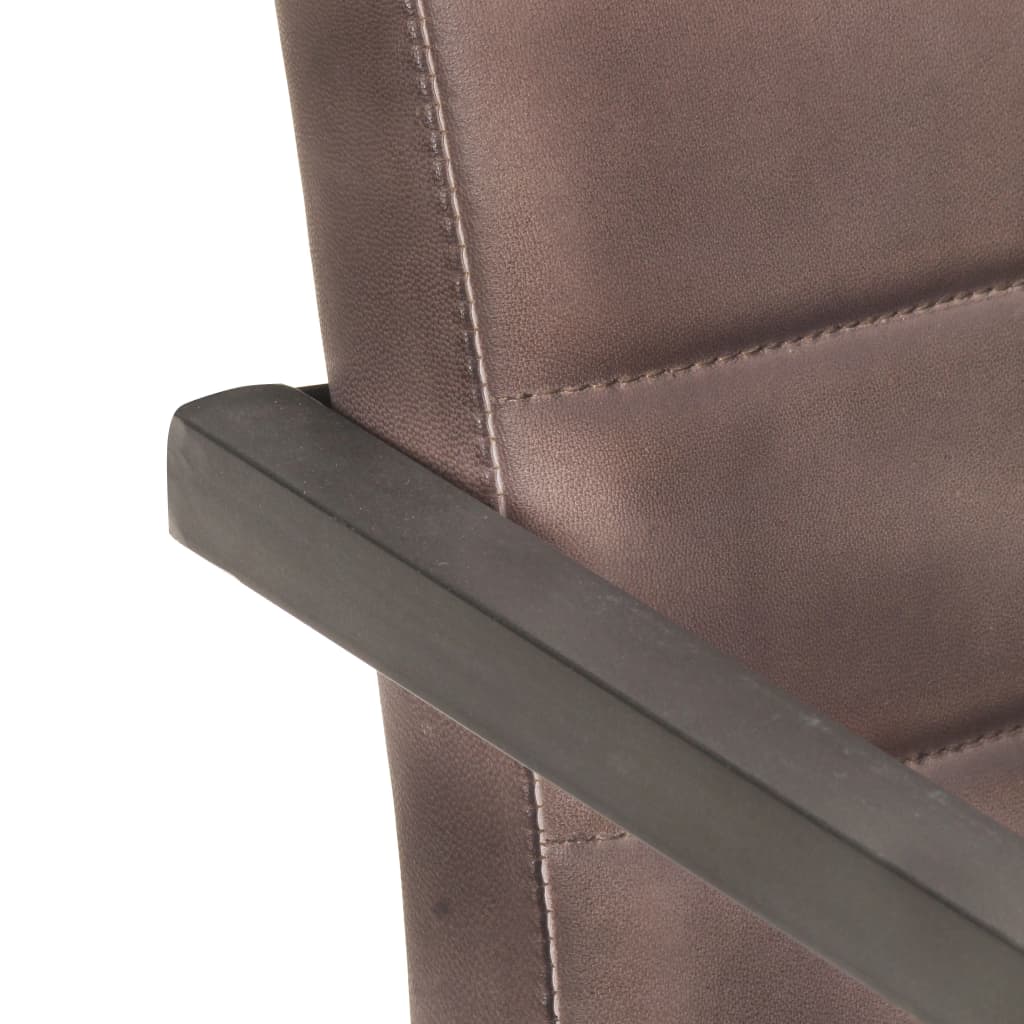 Cadeiras de jantar cantilever 4 pcs couro genuíno castanho