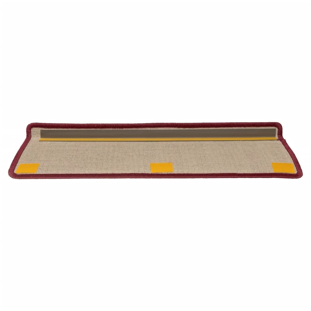 Tapetes de escada 15 peças 65x21x4 cm Bordô com borda retangular