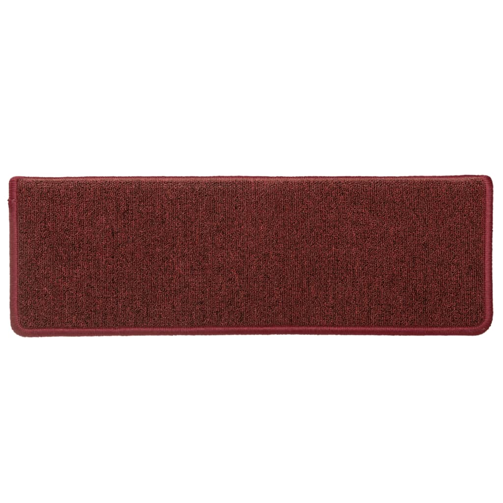 Tapetes de escada 15 peças 65x21x4 cm Bordô com borda retangular