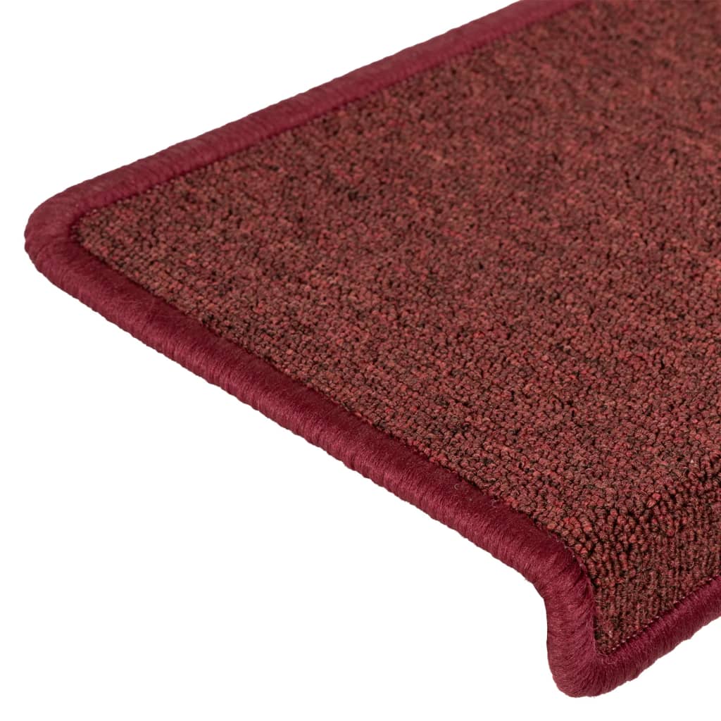 Tapetes de escada 15 peças 65x21x4 cm Bordô com borda retangular