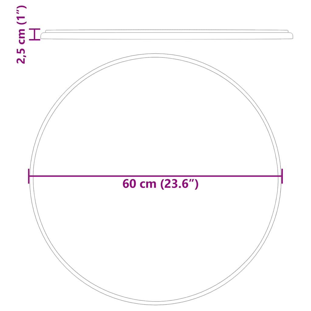 Tampo de mesa Ø60x2,5 cm mármore preto
