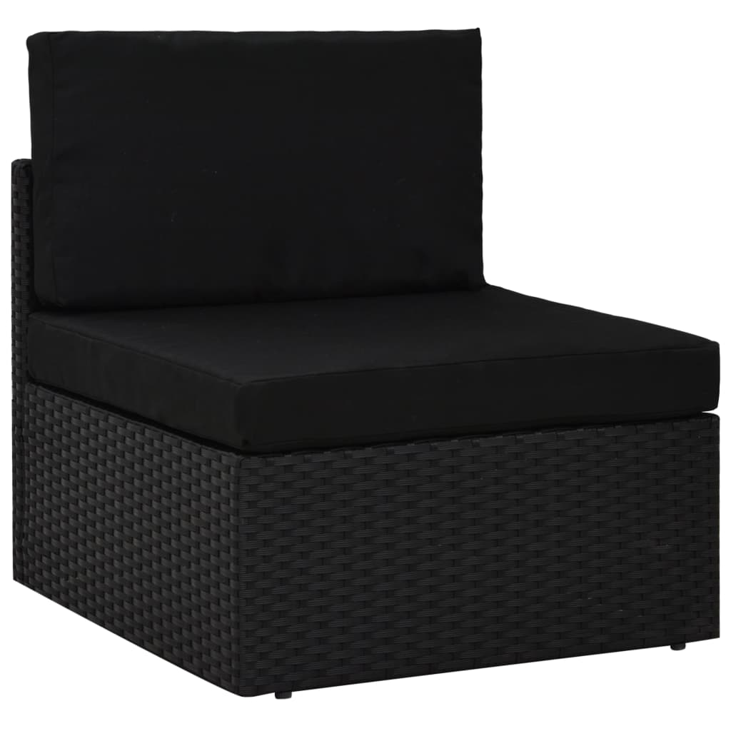 10 pcs conjunto lounge de jardim c/ almofadões vime PE preto