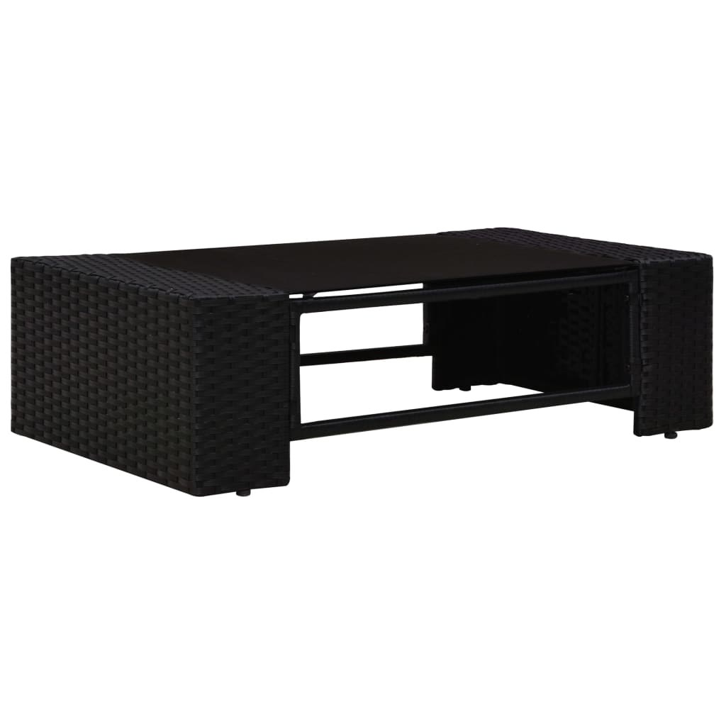 10 pcs conjunto lounge de jardim c/ almofadões vime PE preto