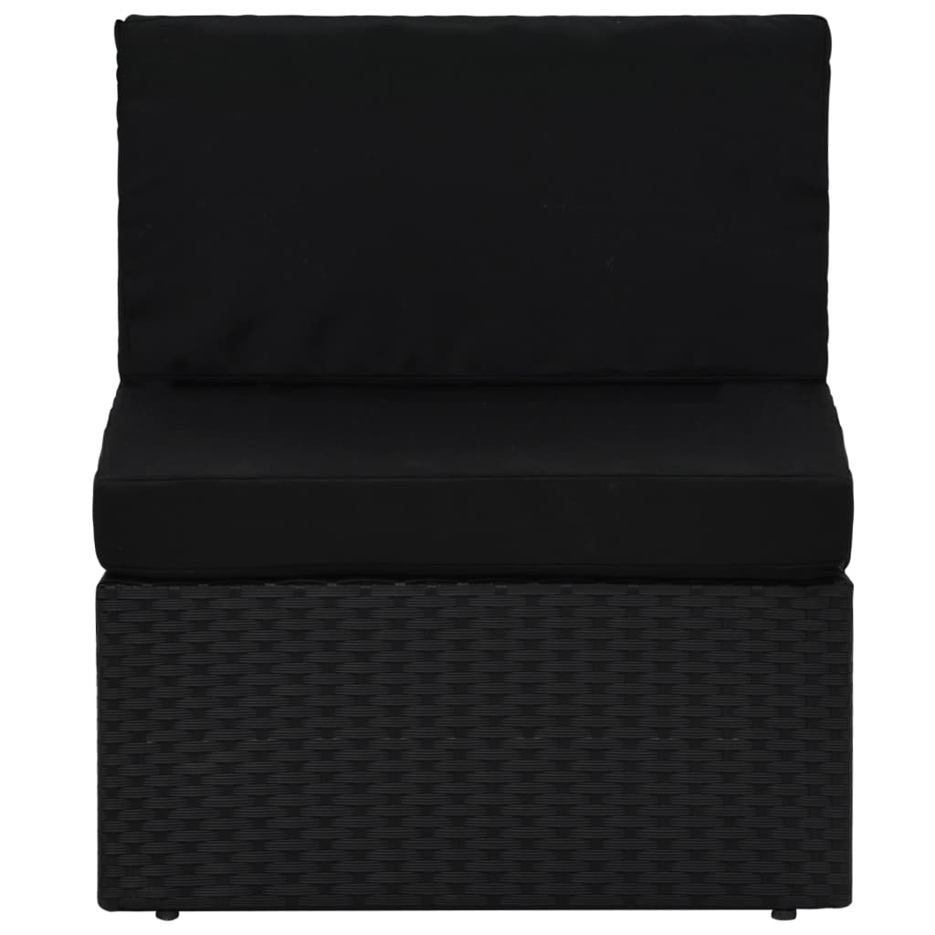 10 pcs conjunto lounge de jardim c/ almofadões vime PE preto