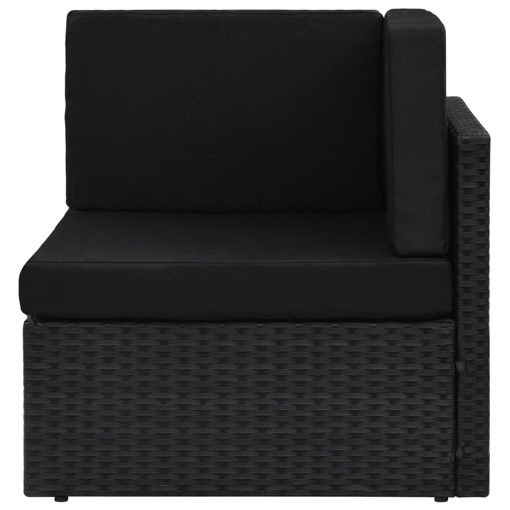 10 pcs conjunto lounge de jardim c/ almofadões vime PE preto