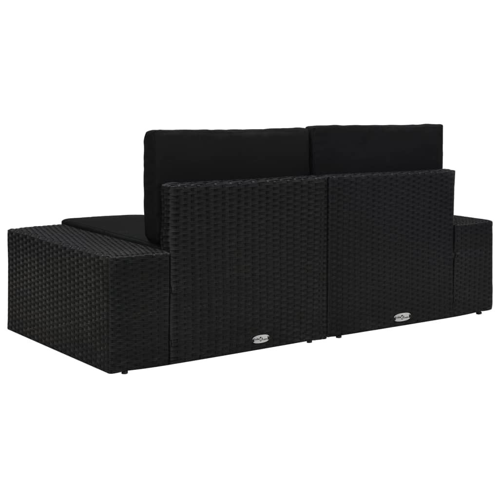 10 pcs conjunto lounge de jardim c/ almofadões vime PE preto