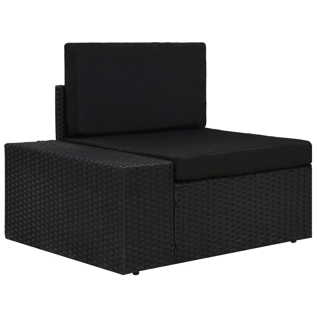 10 pcs conjunto lounge de jardim c/ almofadões vime PE preto