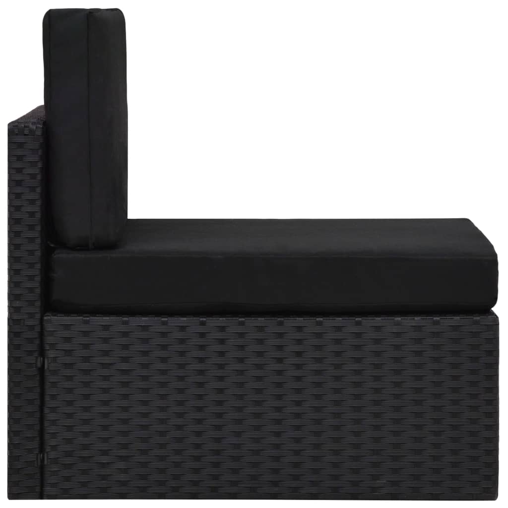 10 pcs conjunto lounge de jardim c/ almofadões vime PE preto