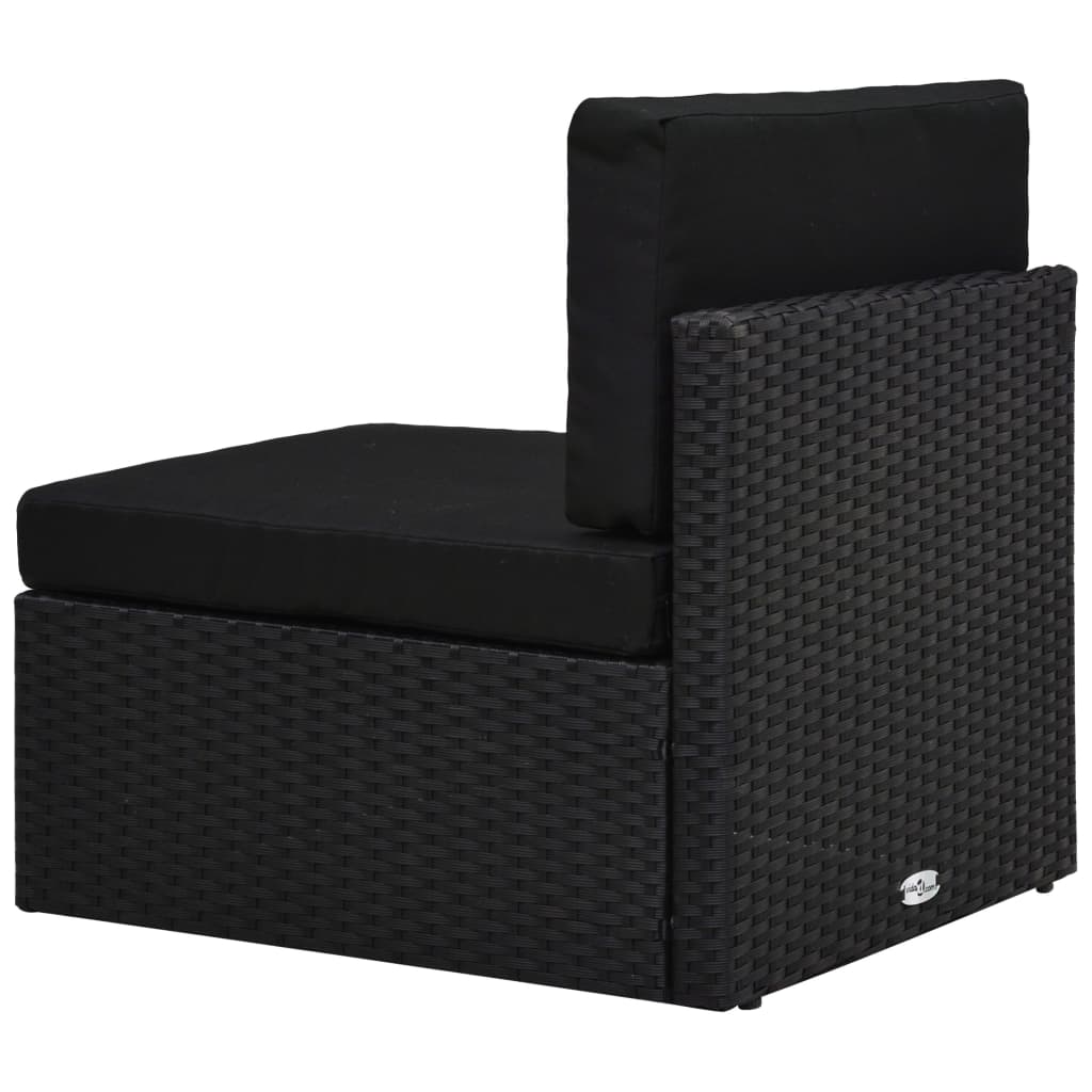 10 pcs conjunto lounge de jardim c/ almofadões vime PE preto