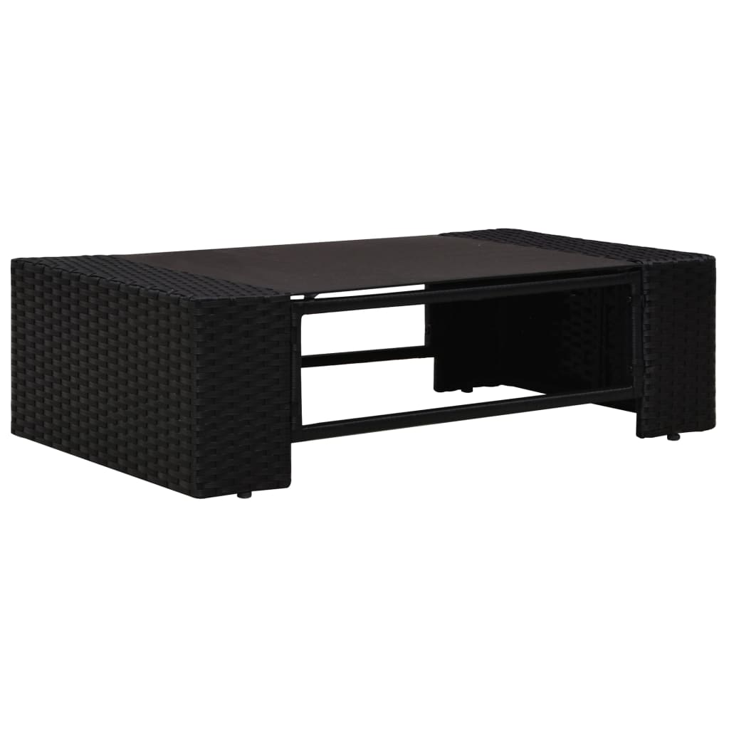 10 pcs conjunto lounge de jardim c/ almofadões vime PE preto