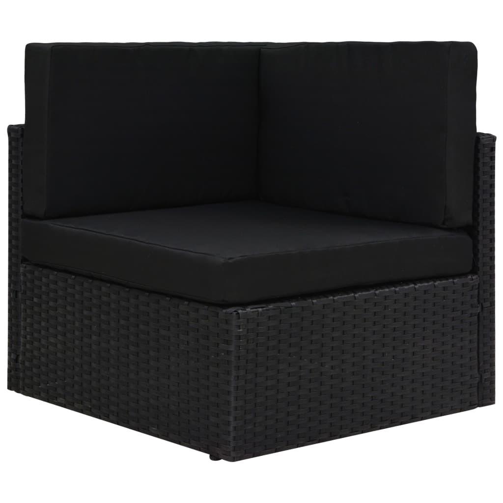 10 pcs conjunto lounge de jardim c/ almofadões vime PE preto