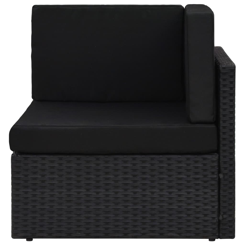 10 pcs conjunto lounge de jardim c/ almofadões vime PE preto