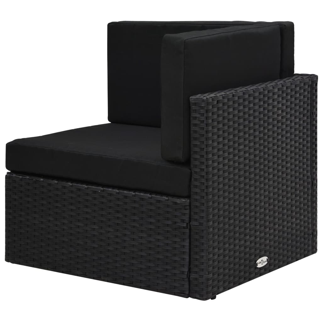 10 pcs conjunto lounge de jardim c/ almofadões vime PE preto