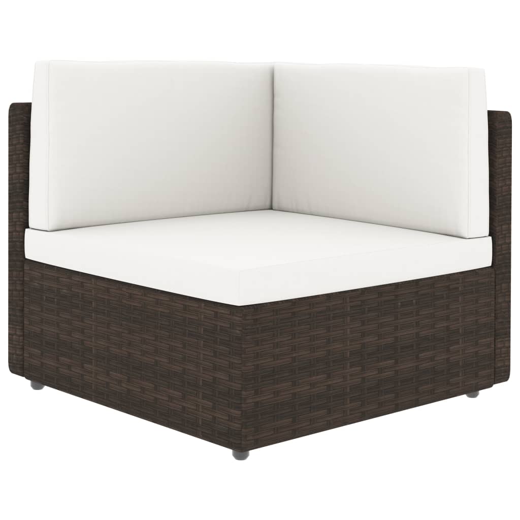 10 pcs conjunto lounge p/ jardim c/ almofadões vime PE castanho
