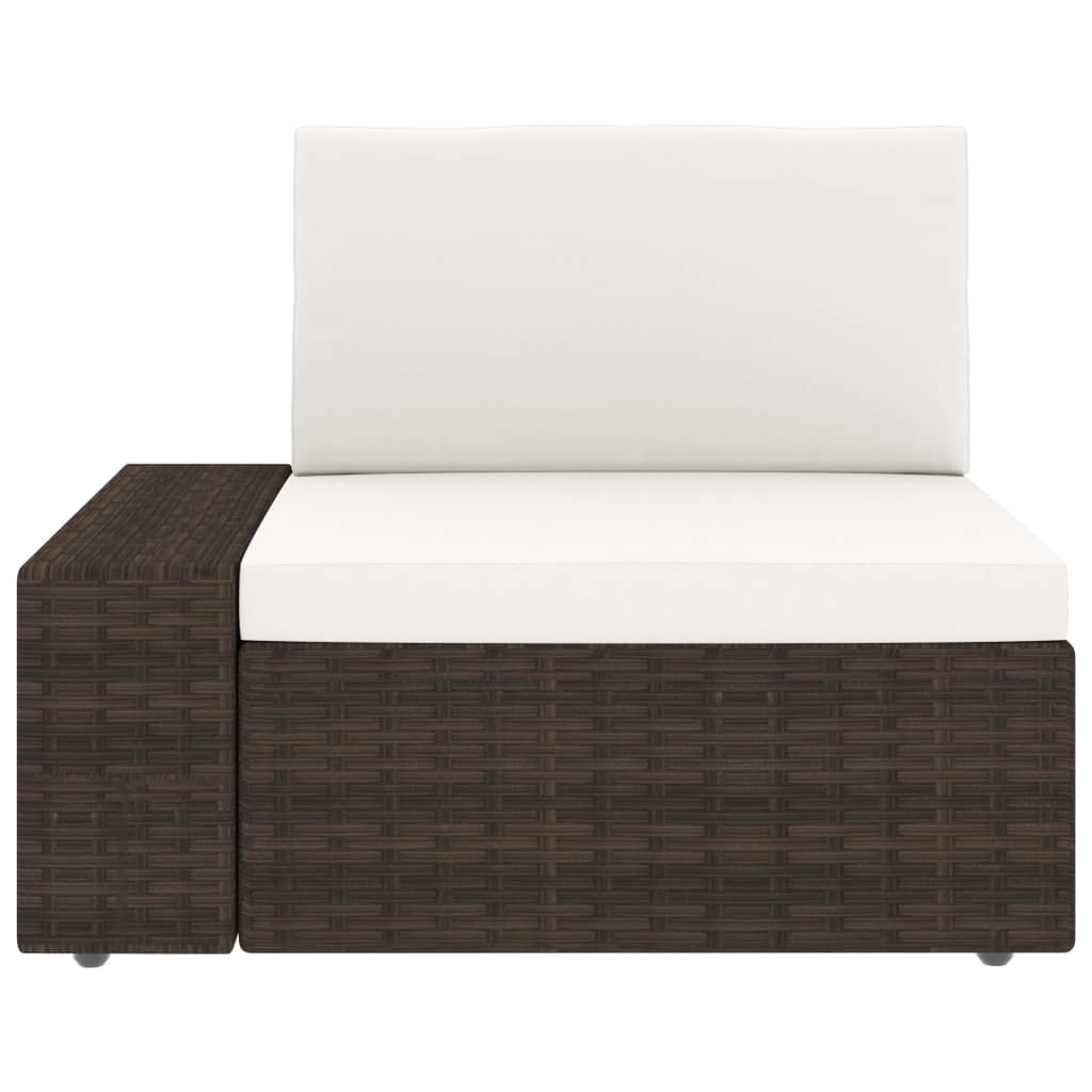 10 pcs conjunto lounge p/ jardim c/ almofadões vime PE castanho