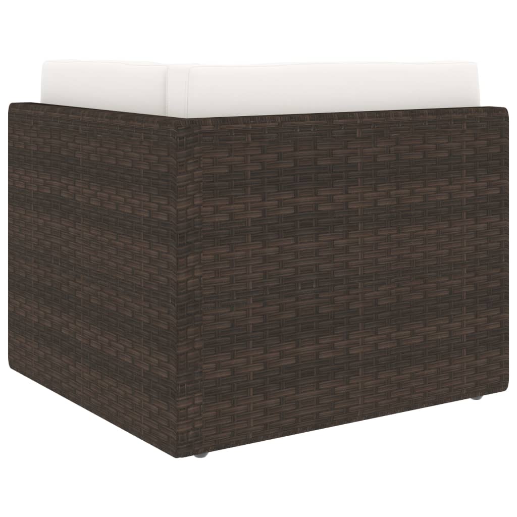 10 pcs conjunto lounge p/ jardim c/ almofadões vime PE castanho