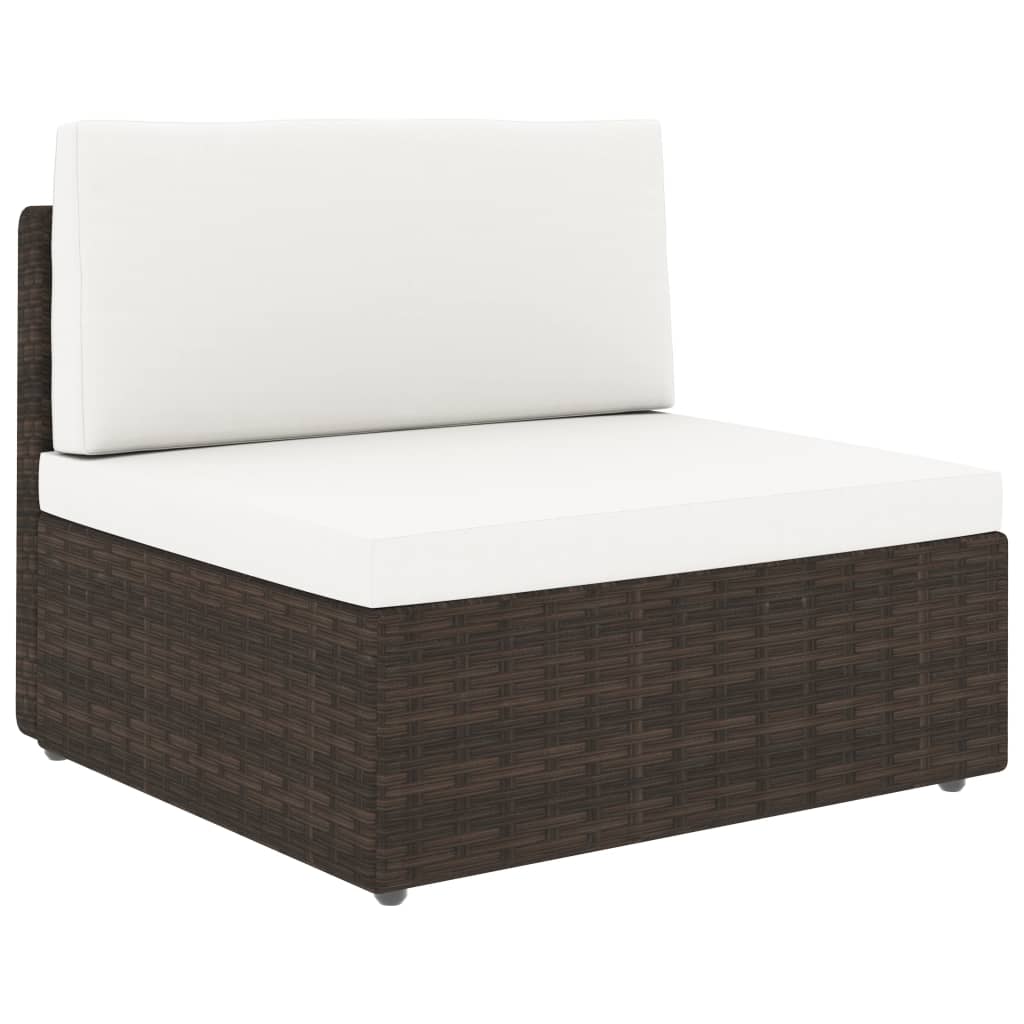 10 pcs conjunto lounge p/ jardim c/ almofadões vime PE castanho