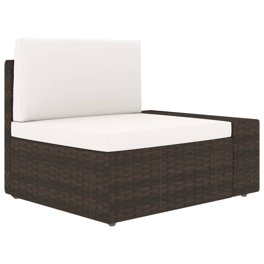 10 pcs conjunto lounge p/ jardim c/ almofadões vime PE castanho