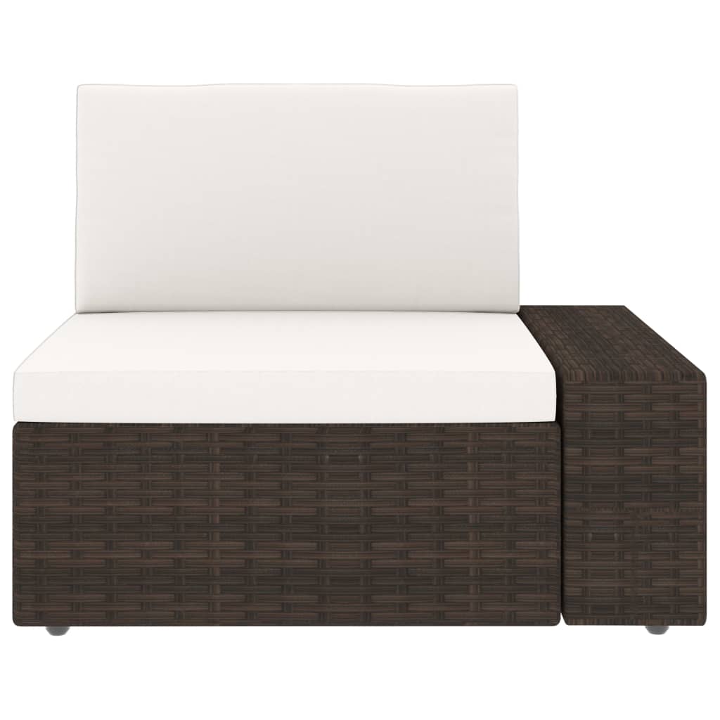 10 pcs conjunto lounge p/ jardim c/ almofadões vime PE castanho