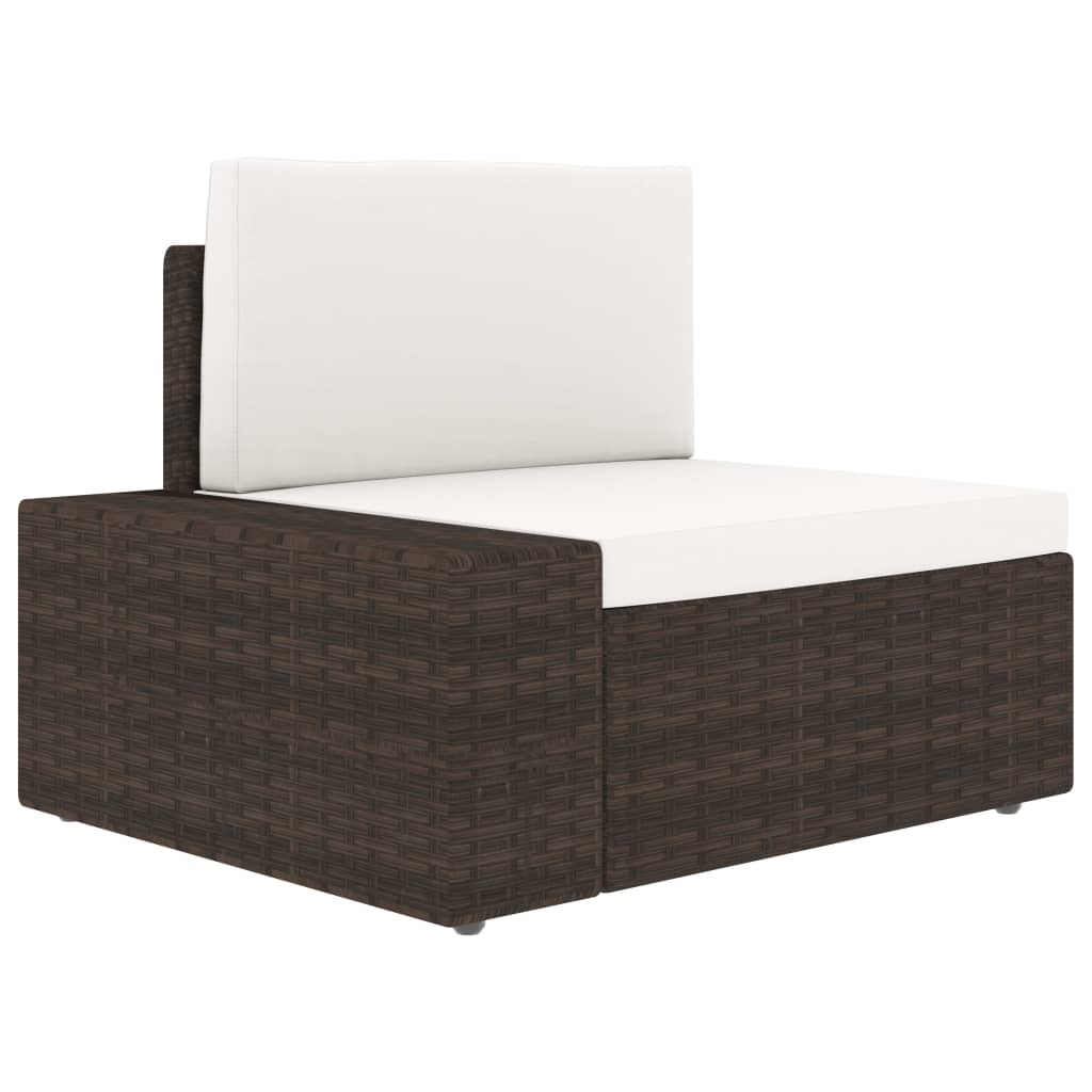 10 pcs conjunto lounge p/ jardim c/ almofadões vime PE castanho