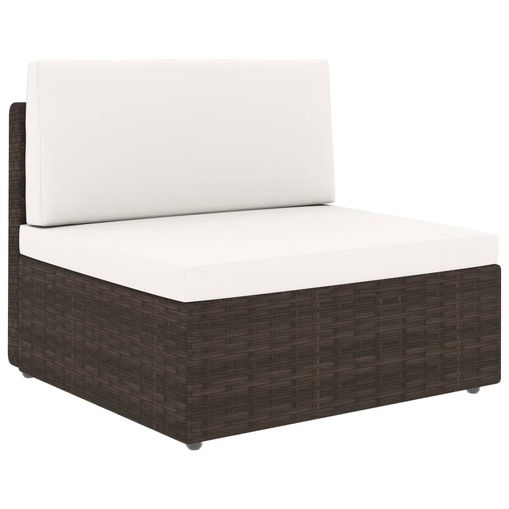 10 pcs conjunto lounge p/ jardim c/ almofadões vime PE castanho