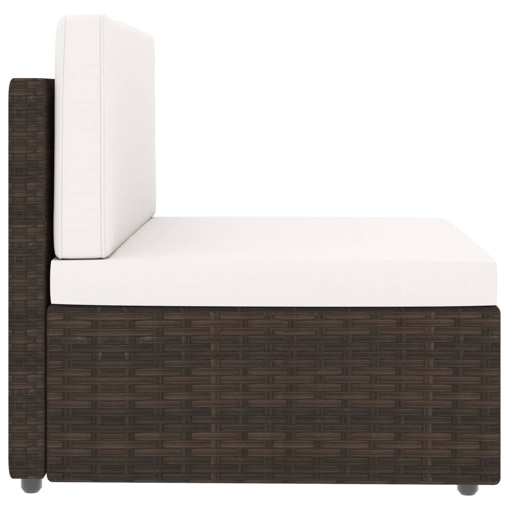 10 pcs conjunto lounge p/ jardim c/ almofadões vime PE castanho