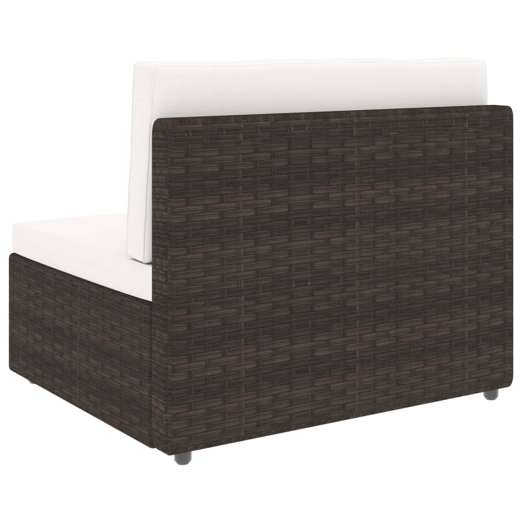 10 pcs conjunto lounge p/ jardim c/ almofadões vime PE castanho