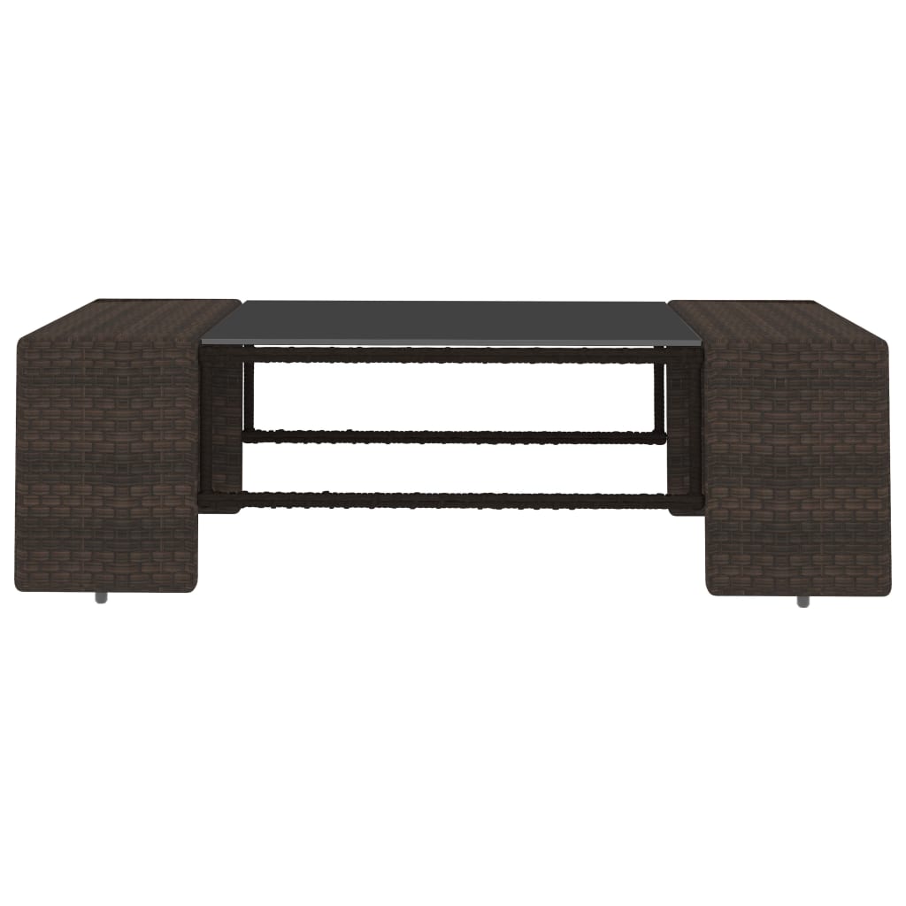 10 pcs conjunto lounge p/ jardim c/ almofadões vime PE castanho