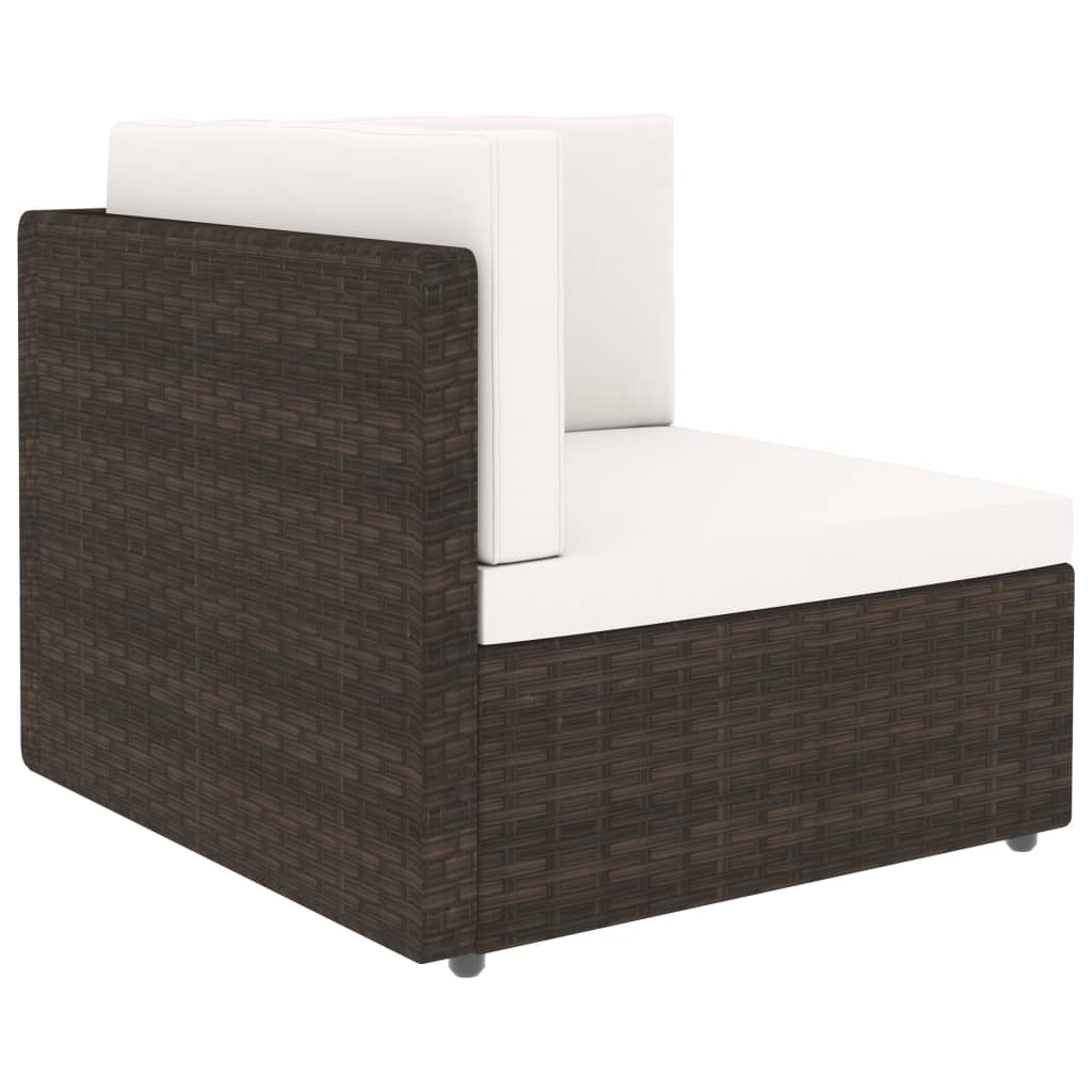 10 pcs conjunto lounge p/ jardim c/ almofadões vime PE castanho