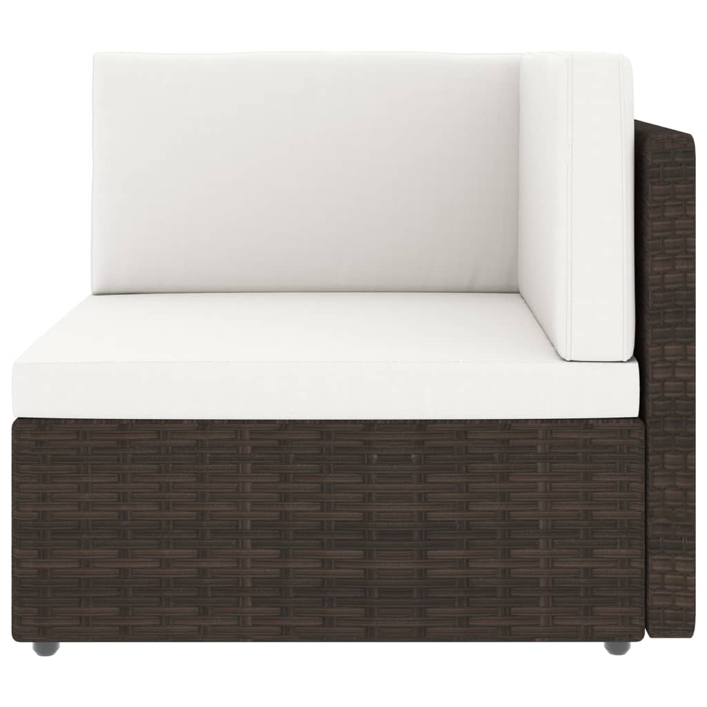 10 pcs conjunto lounge p/ jardim c/ almofadões vime PE castanho