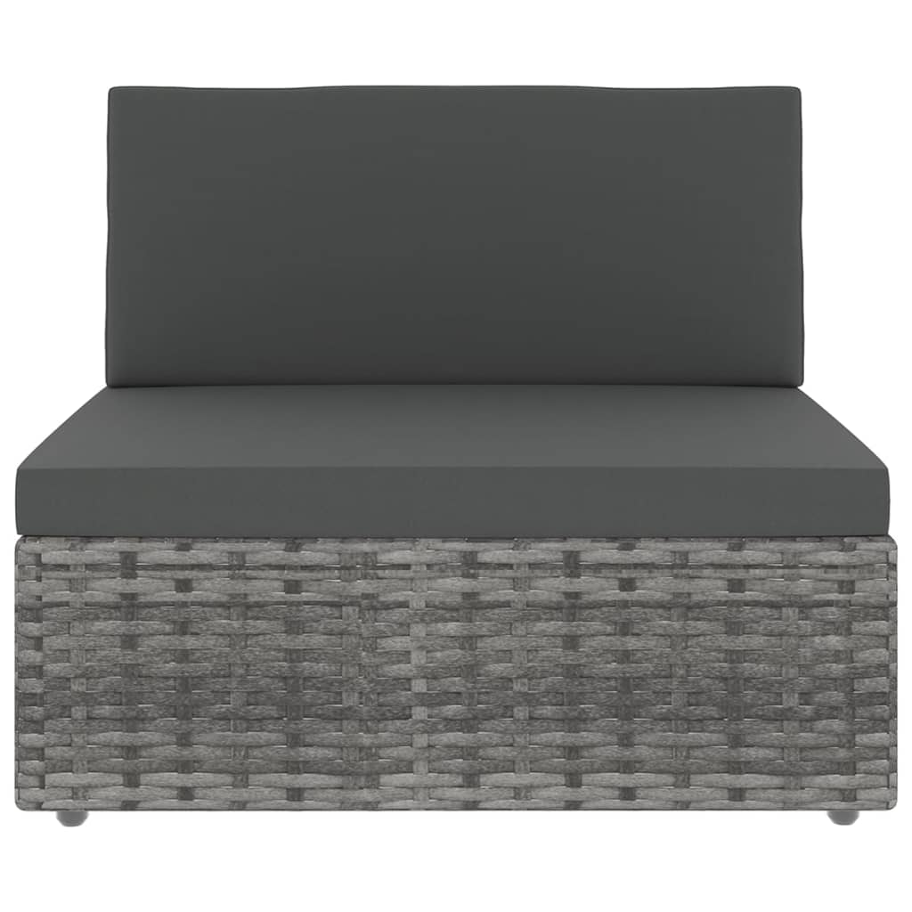 10 pcs conjunto lounge de jardim c/ almofadões vime PE cinzento