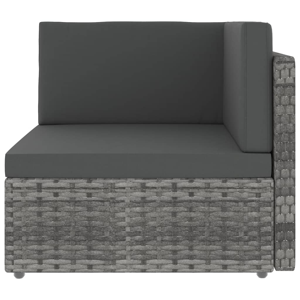 10 pcs conjunto lounge de jardim c/ almofadões vime PE cinzento