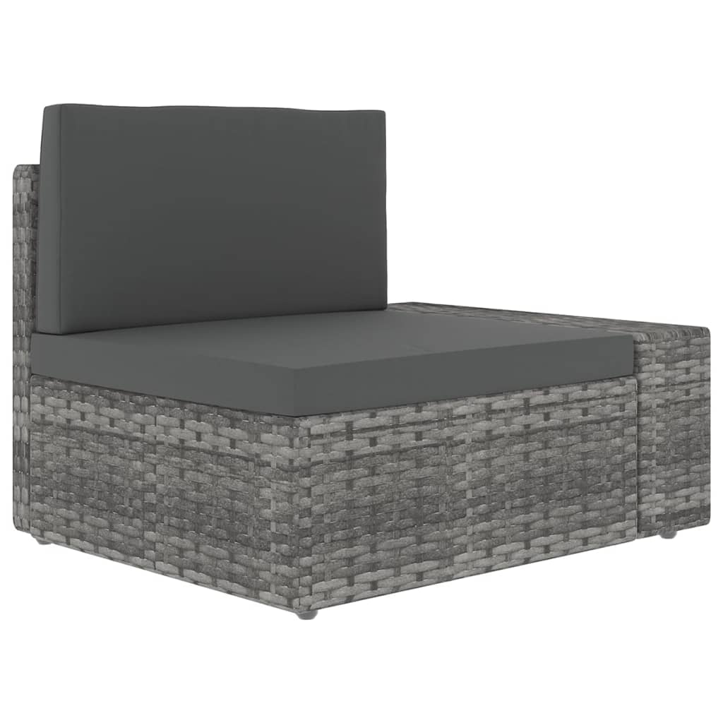 10 pcs conjunto lounge de jardim c/ almofadões vime PE cinzento