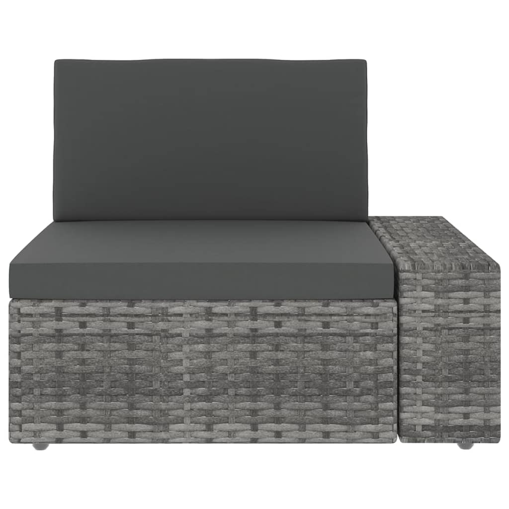 10 pcs conjunto lounge de jardim c/ almofadões vime PE cinzento