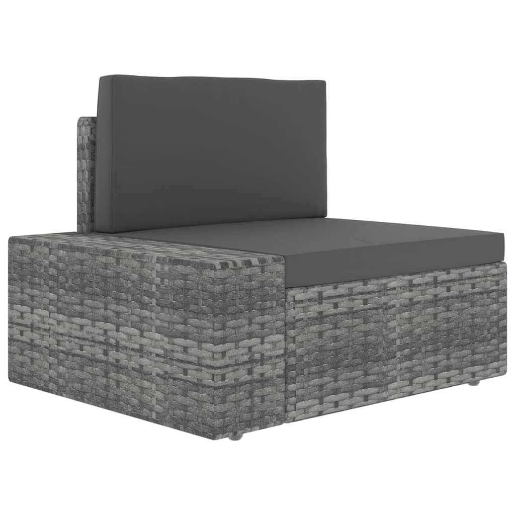 10 pcs conjunto lounge de jardim c/ almofadões vime PE cinzento