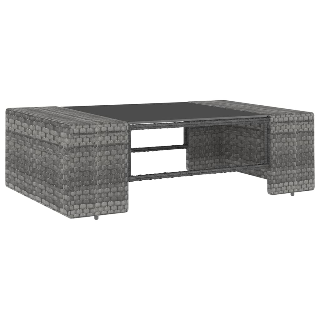 10 pcs conjunto lounge de jardim c/ almofadões vime PE cinzento