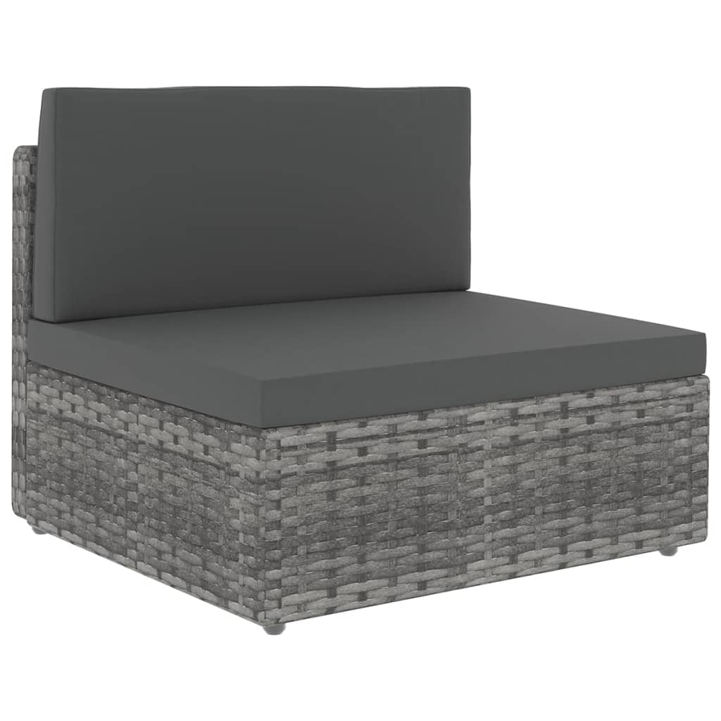 10 pcs conjunto lounge de jardim c/ almofadões vime PE cinzento