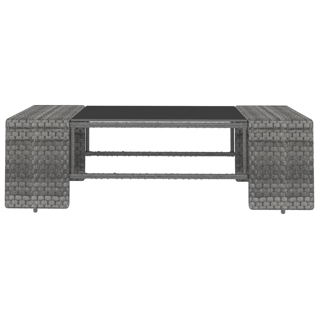 10 pcs conjunto lounge de jardim c/ almofadões vime PE cinzento